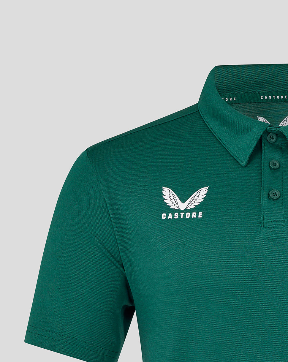 Botanical green short sleeve polo with white winged Castore logo on chest