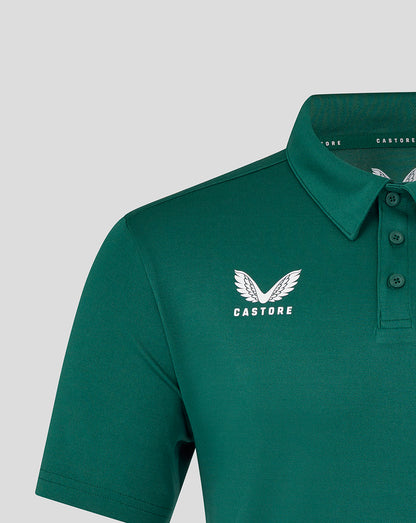 Botanical green short sleeve polo with white winged Castore logo on chest