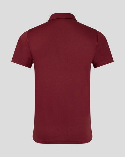 Back view of Mens Performance Polo in Biking Red showing clean silhouette short sleeves and structured collar