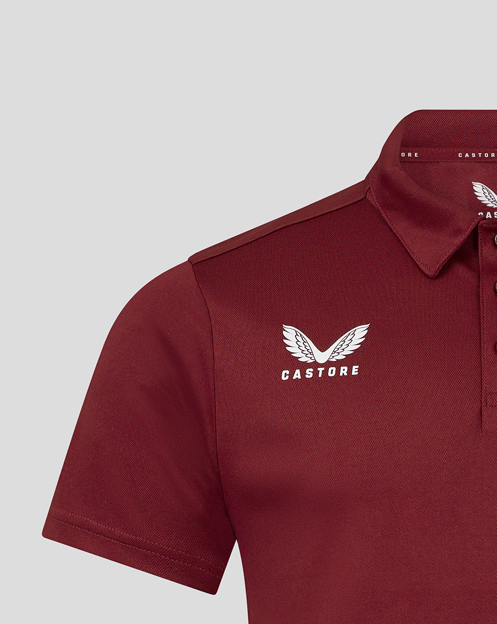 Biking red Mens Performance Polo chest with white Castore wing logo