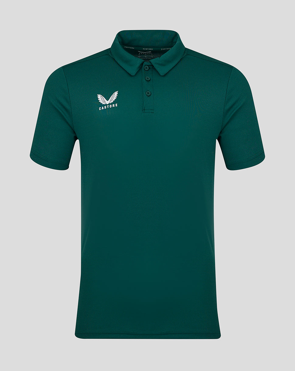 Botanical Garden green performance polo with three button placket and Castore logo on the left chest.