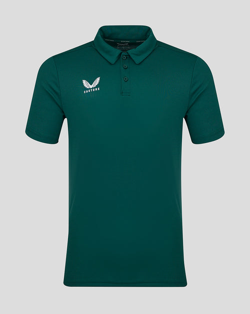 Botanical Garden green performance polo with three button placket and Castore logo on the left chest.