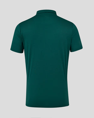 Back view of a Botanical Garden green polo shirt.