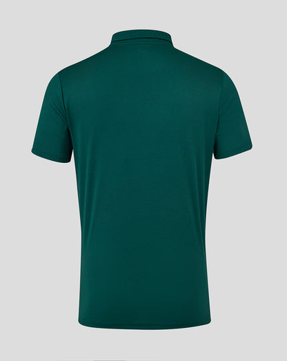 Back view of a Botanical Garden green polo shirt.