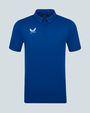 Mens Performance Polo Surf The Web in blue with self fabric collar three button placket forward shoulder seam and Castore logo