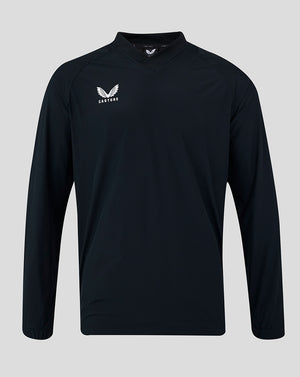 Mens Rugby Contact Top in navy with ribbed V neck collar and Castore logo on left chest