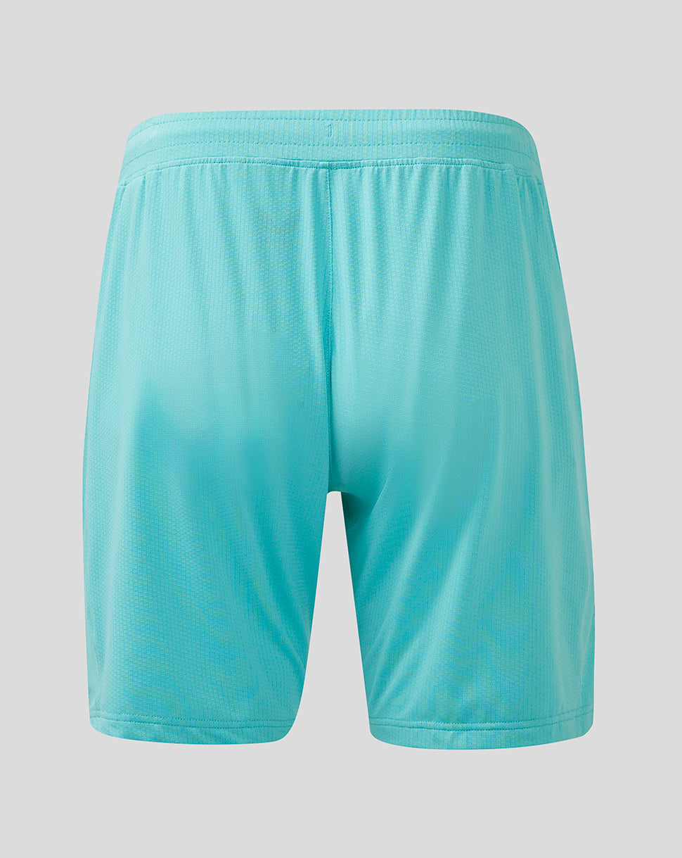 Rear view of turquoise Wolves Men's Pro Third Shorts