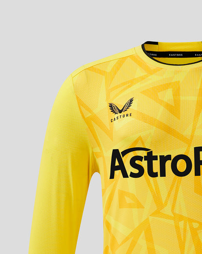 Yellow Wolves Pro Third goalkeeper long sleeve shirt with geometric pattern and AstroPay sponsor on front.