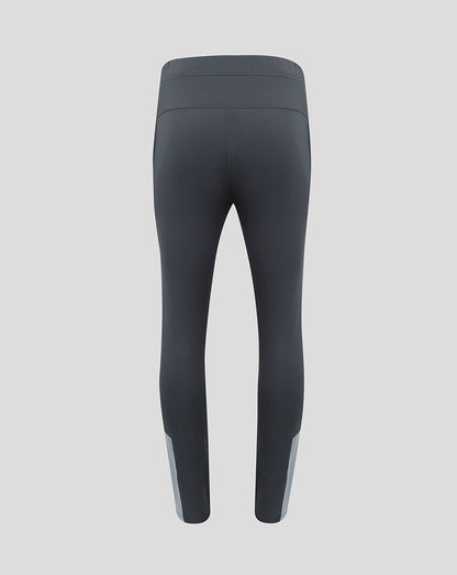 Back view of Scarlets training pants in dark grey with a light grey waistband and curved back yoke.