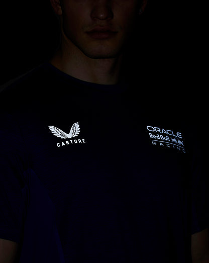 Dark navy Oracle Red Bull Racing mens dual brand tee with Castore logo on chest.