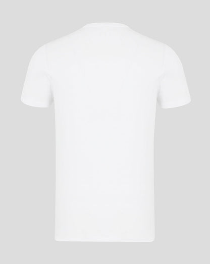 Back view of plain white Scarlets short sleeve T shirt with no graphics