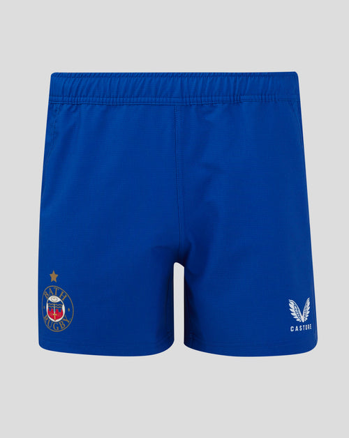 Blue Bath Rugby Away Pro Shorts with team badge on left leg and Castore logo on right.