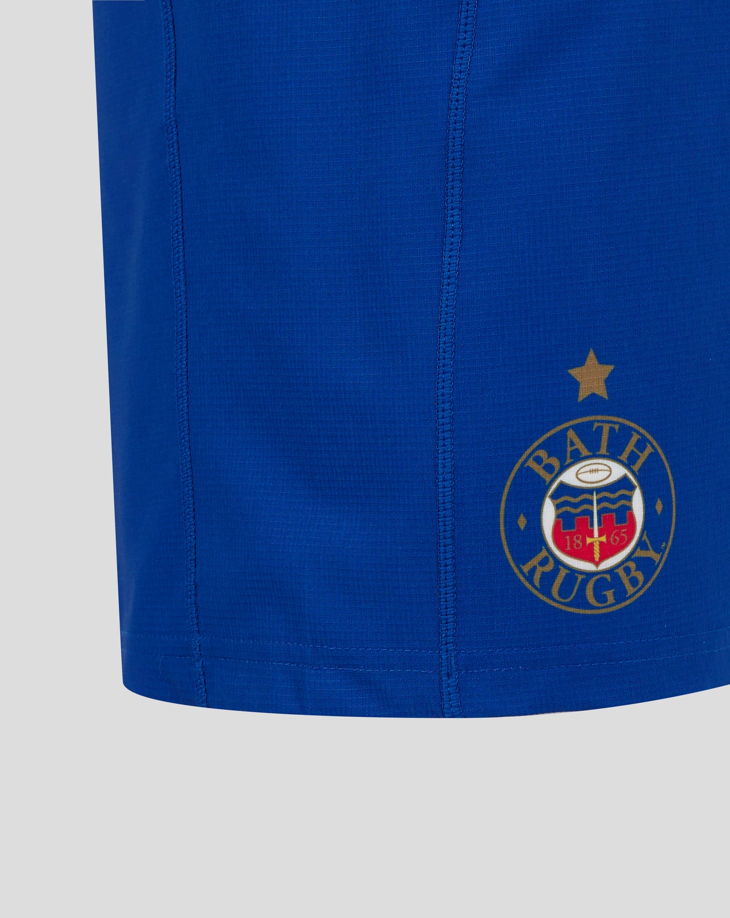 Blue Bath Rugby Away Pro Shorts with contrast side panels and a crest on the thigh