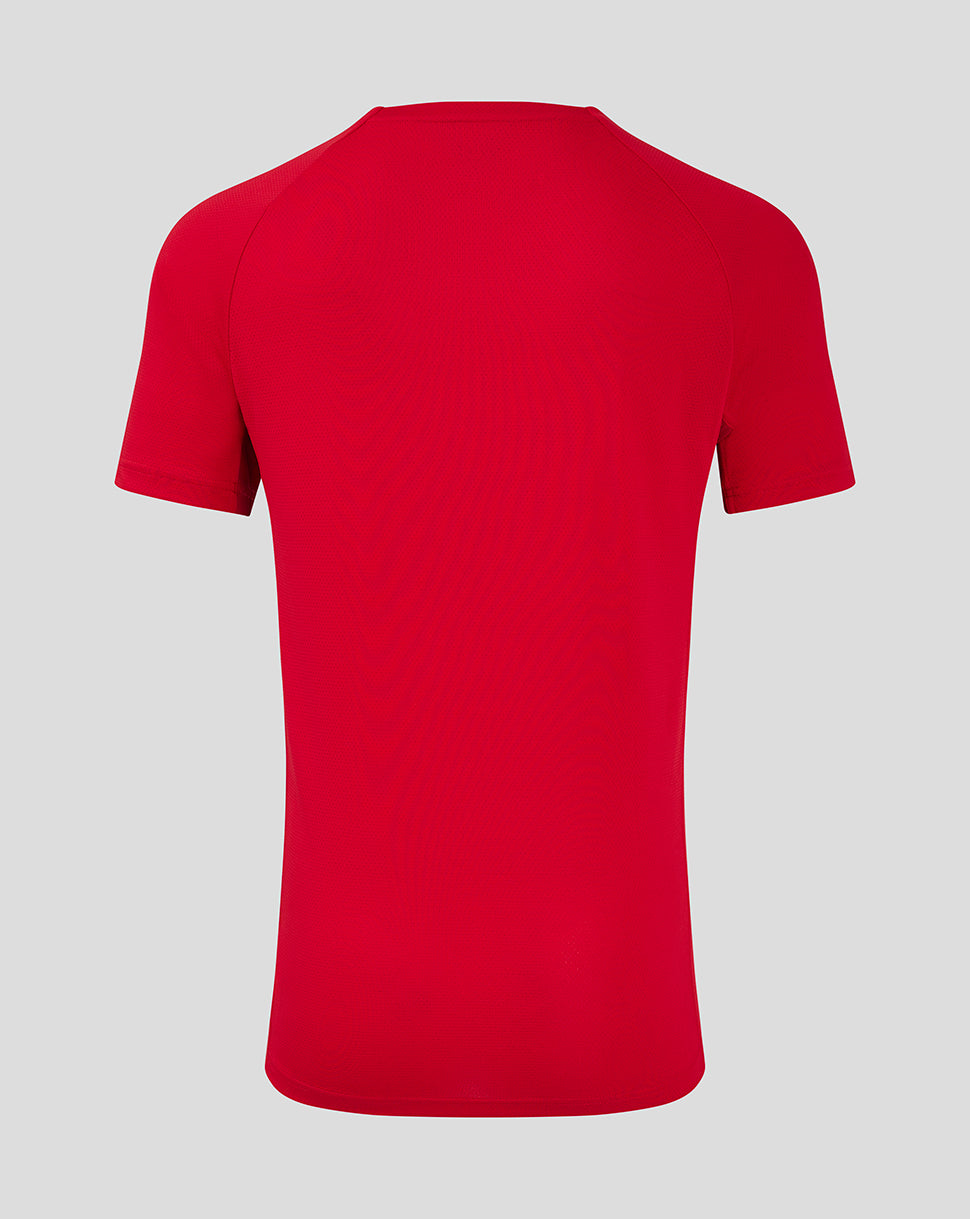 Rear view of red Scarlets Pro Players short sleeve T shirt.