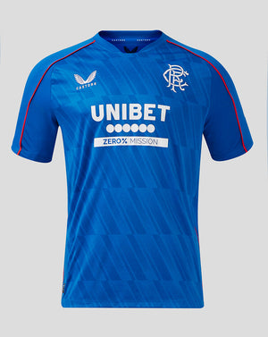 Blue Rangers 24/25 Home Shirt front view with crest on left chest and UNIBET sponsor