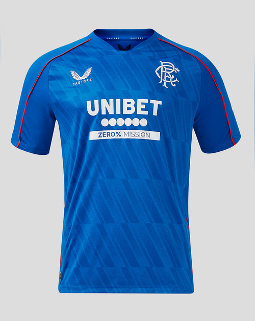Blue Rangers 24/25 Home Shirt front view with crest on left chest and UNIBET sponsor