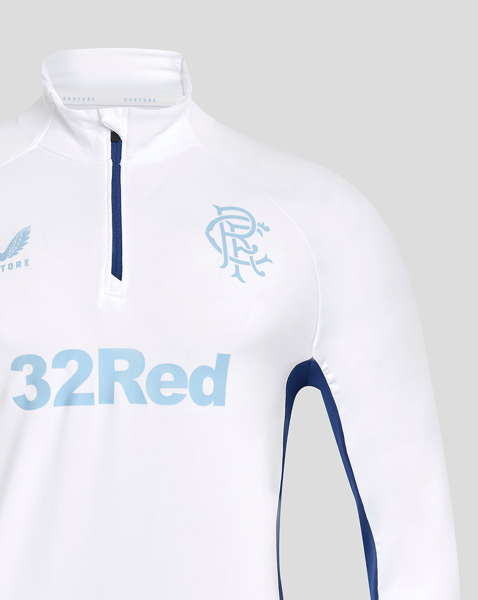 White Rangers 24/25 pro training top with light blue 32Red sponsor across the chest and club crest on the left chest