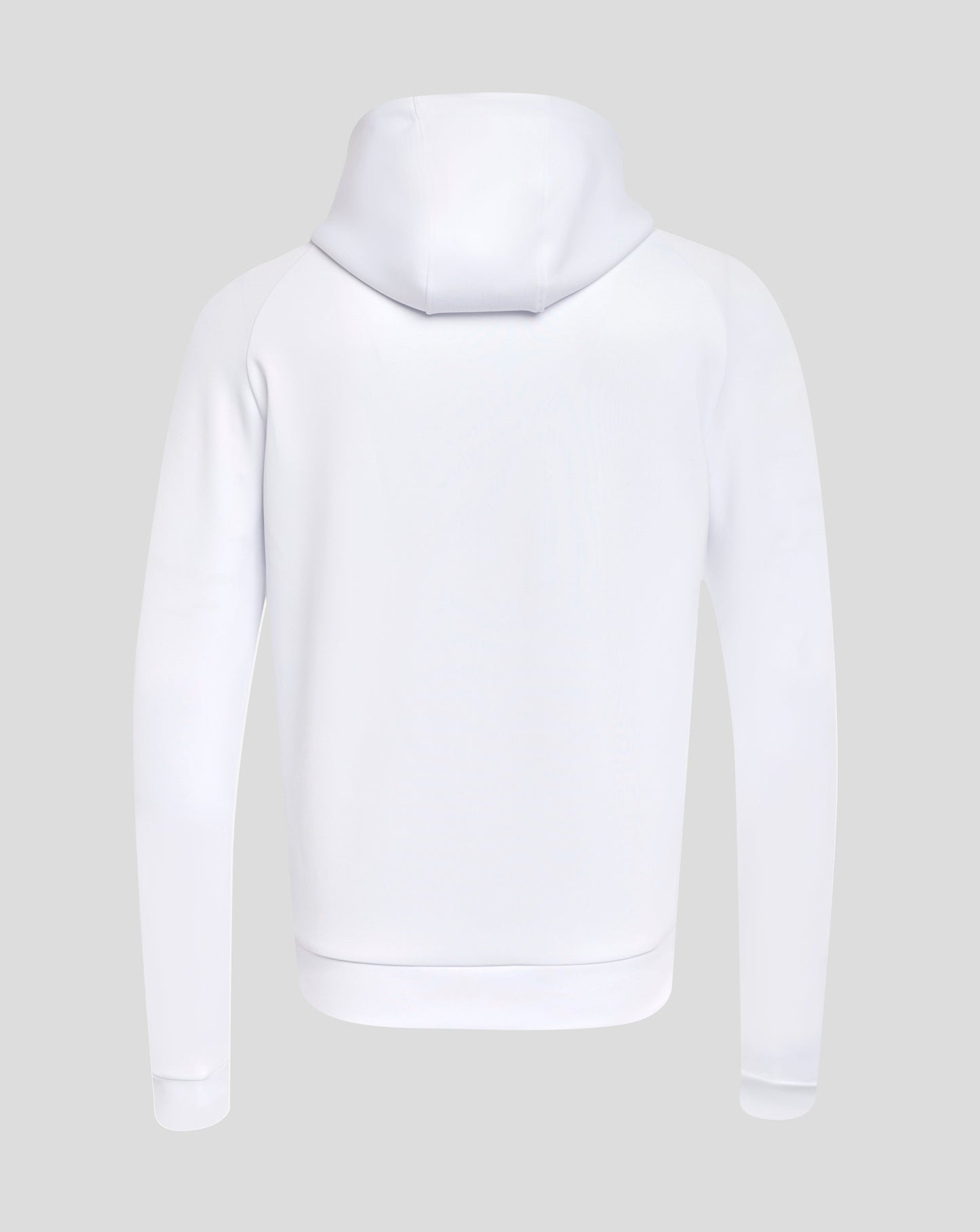 Back view of Rangers 24/25 Pro Players Scuba Lock Up Logo hoodie in white with the hood up