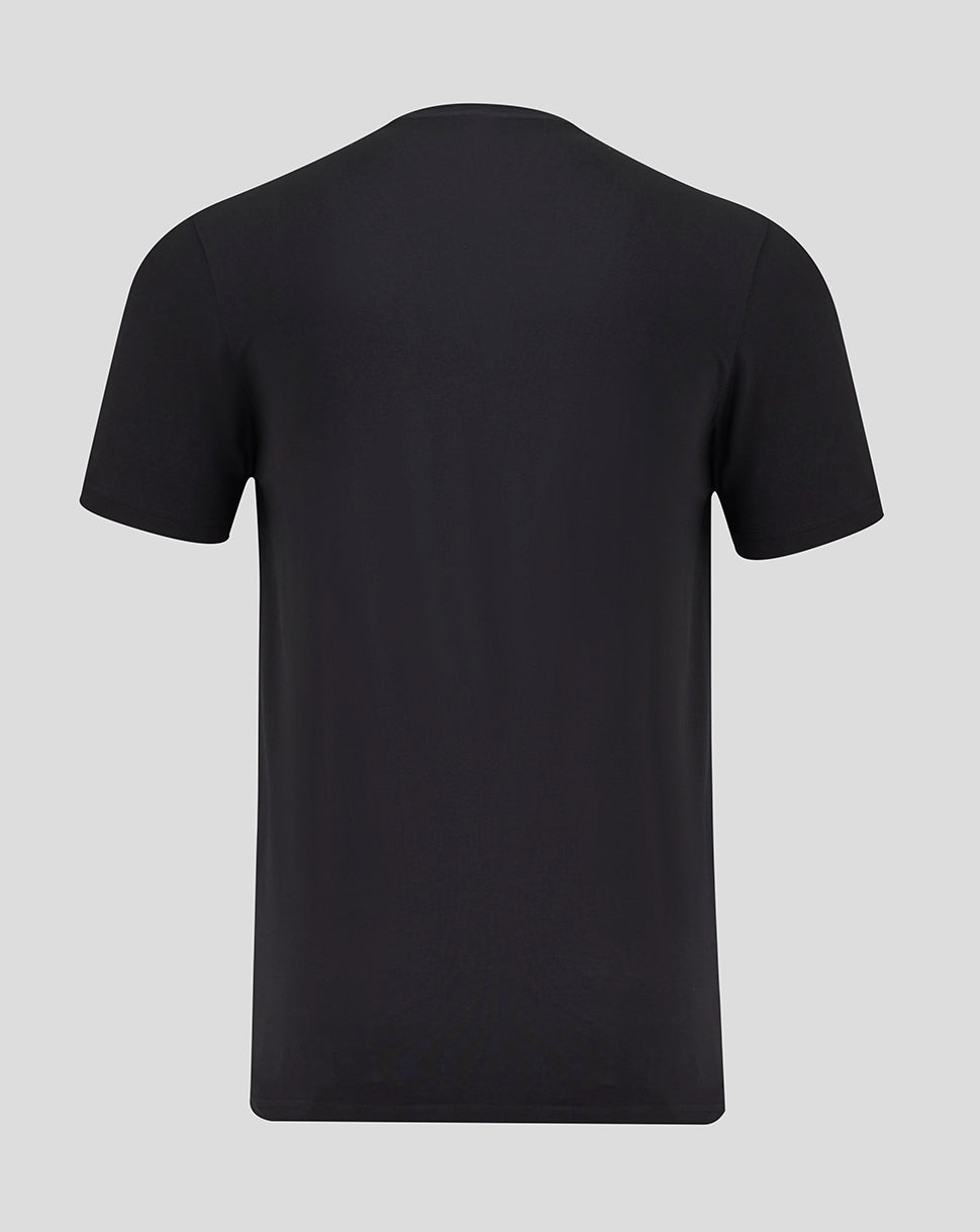 Back view of the black Rangers T shirt with short sleeves and crew neck