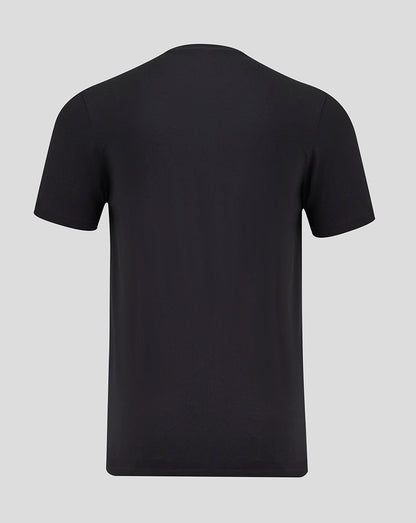 Back view of the black Rangers T shirt with short sleeves and crew neck