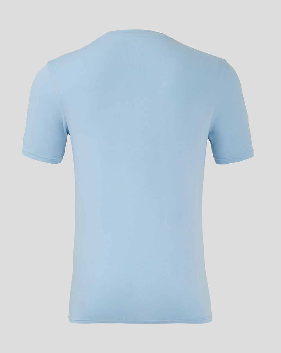 Back view of light blue Rangers Pro Players Logo T Shirt with short sleeves