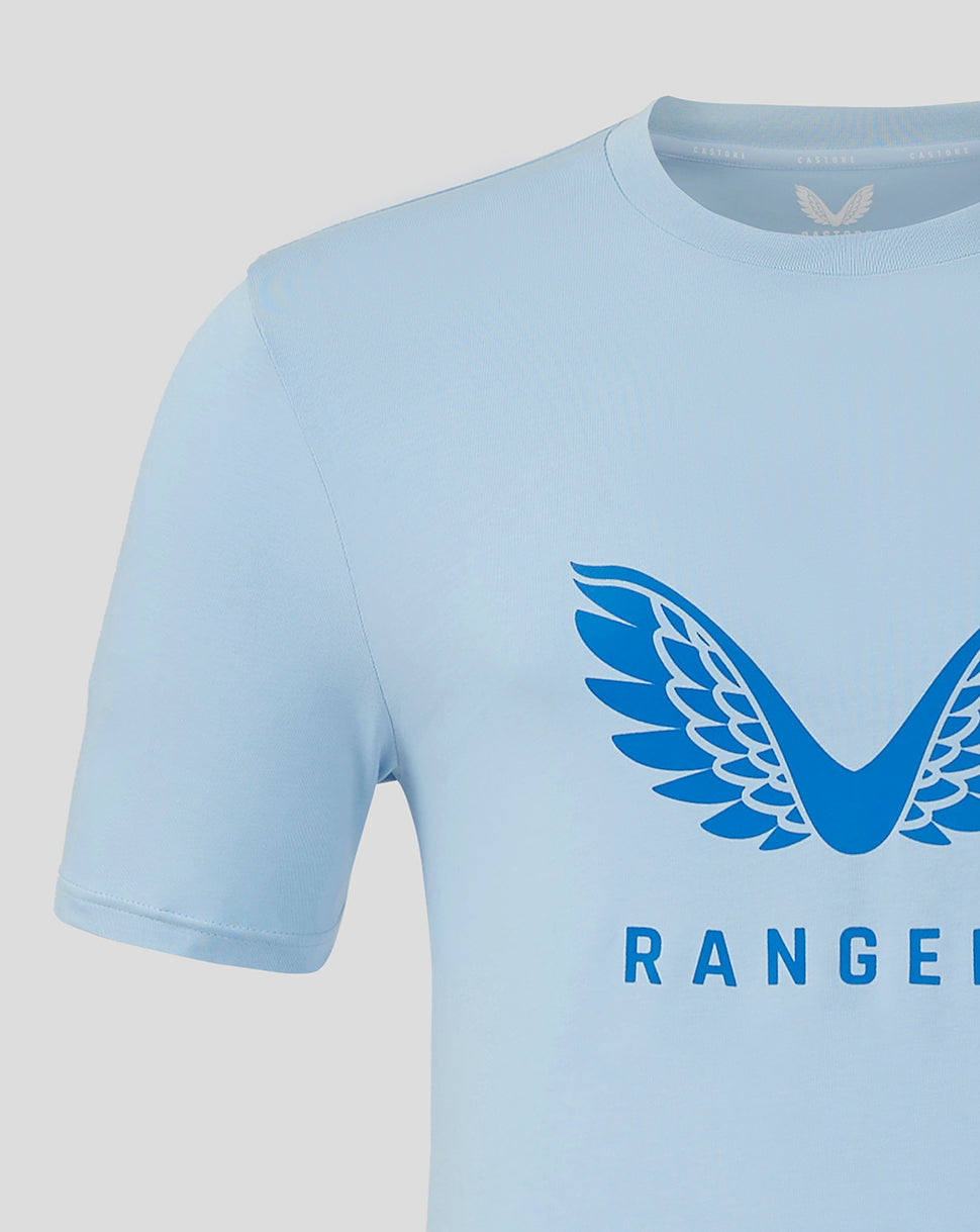Rangers light blue Pro Players Logo T Shirt with large blue wing emblem on the chest