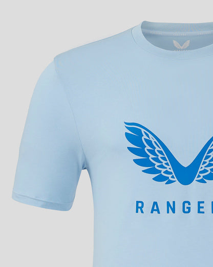 Rangers light blue Pro Players Logo T Shirt with large blue wing emblem on the chest