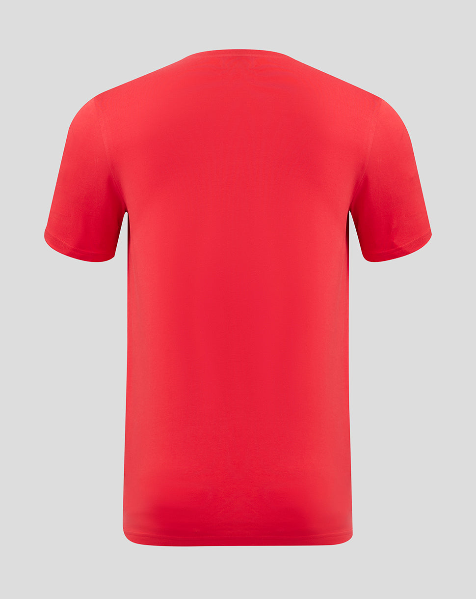 Back view of red Rangers training T shirt