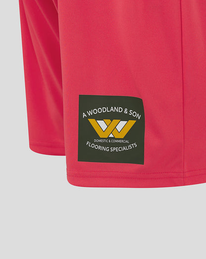 Woodland & Son patch on the lower right leg of Mansfield Home Goalkeeper Shorts.