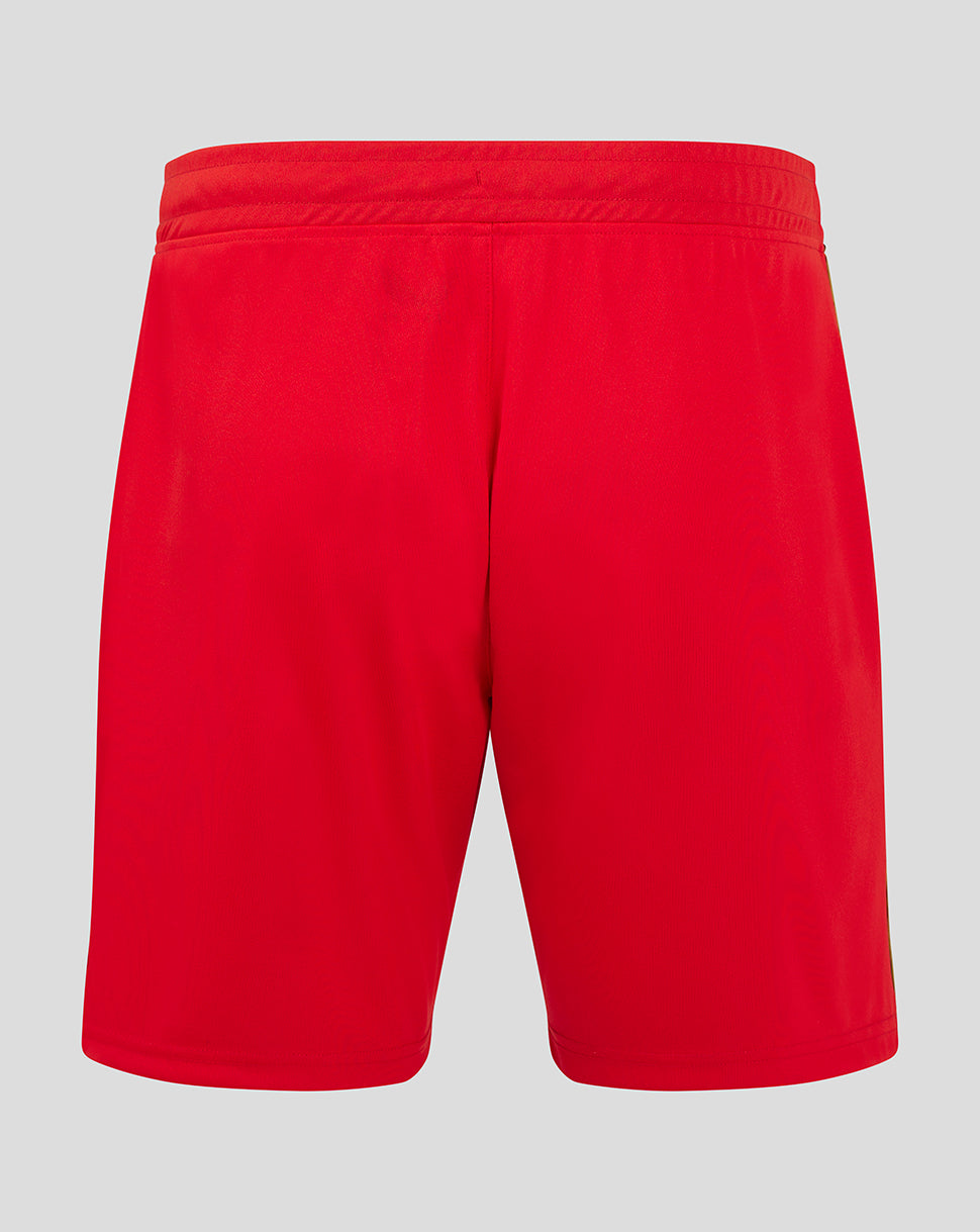 Red Mk Dons men's 24/25 away shorts with elastic waistband