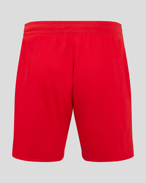 Red Mk Dons men's 24/25 away shorts with elastic waistband