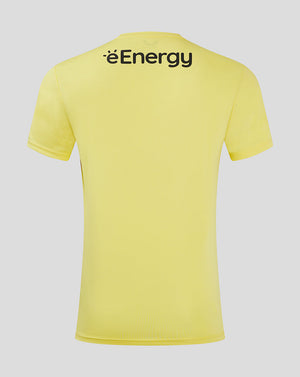 Back view of bright yellow Mk Dons 24/25 away goalkeeper shirt with éEnergy across the upper back