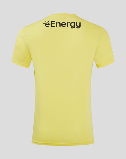 Back view of bright yellow Mk Dons 24/25 away goalkeeper shirt with éEnergy across the upper back