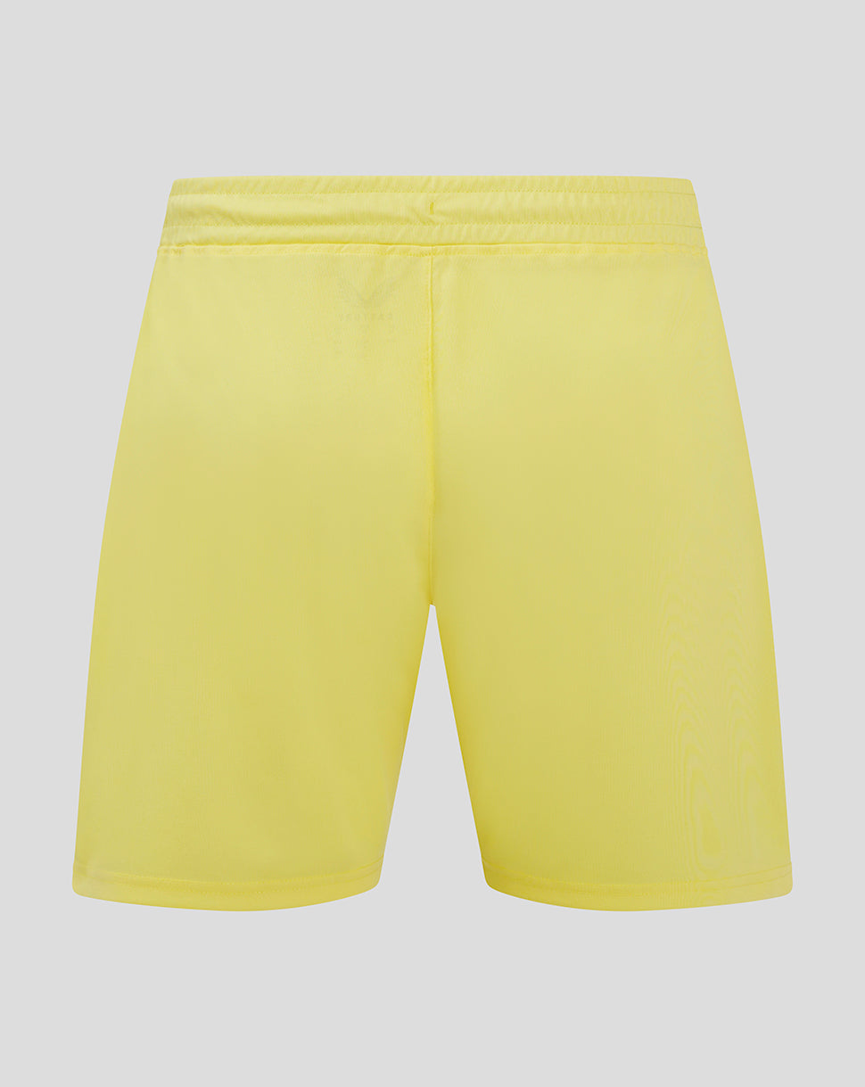 Back view of yellow MK Dons away goalkeeper shorts with elastic waistband