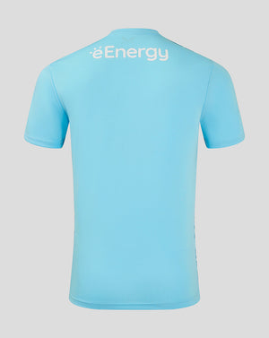 Back view of Mk Dons 24/25 third goalkeeper shirt in light blue with éEnergy on the upper back
