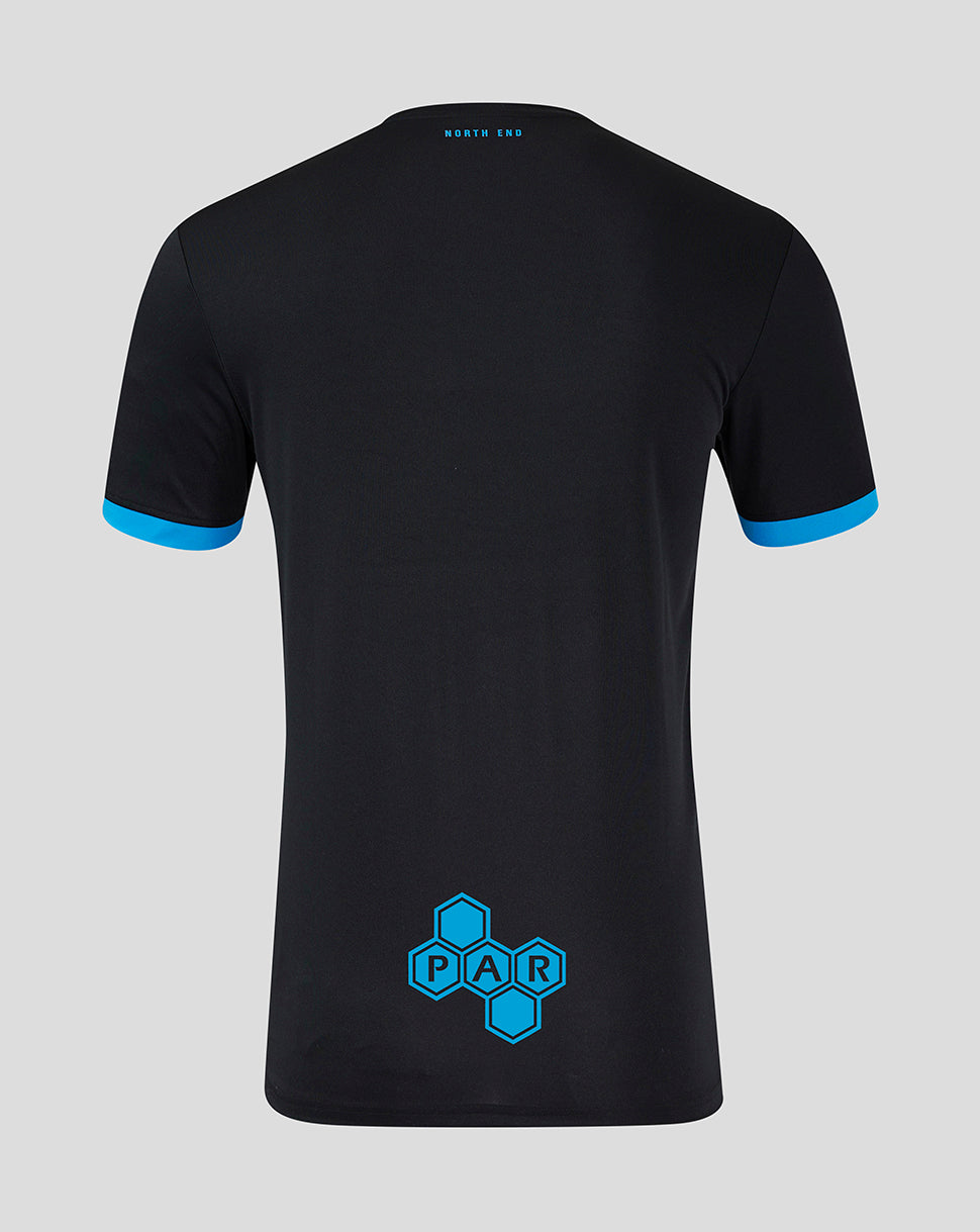 Back view of Preston North End third shirt with North End text at neckline and PAR hexagon logo on the lower back.