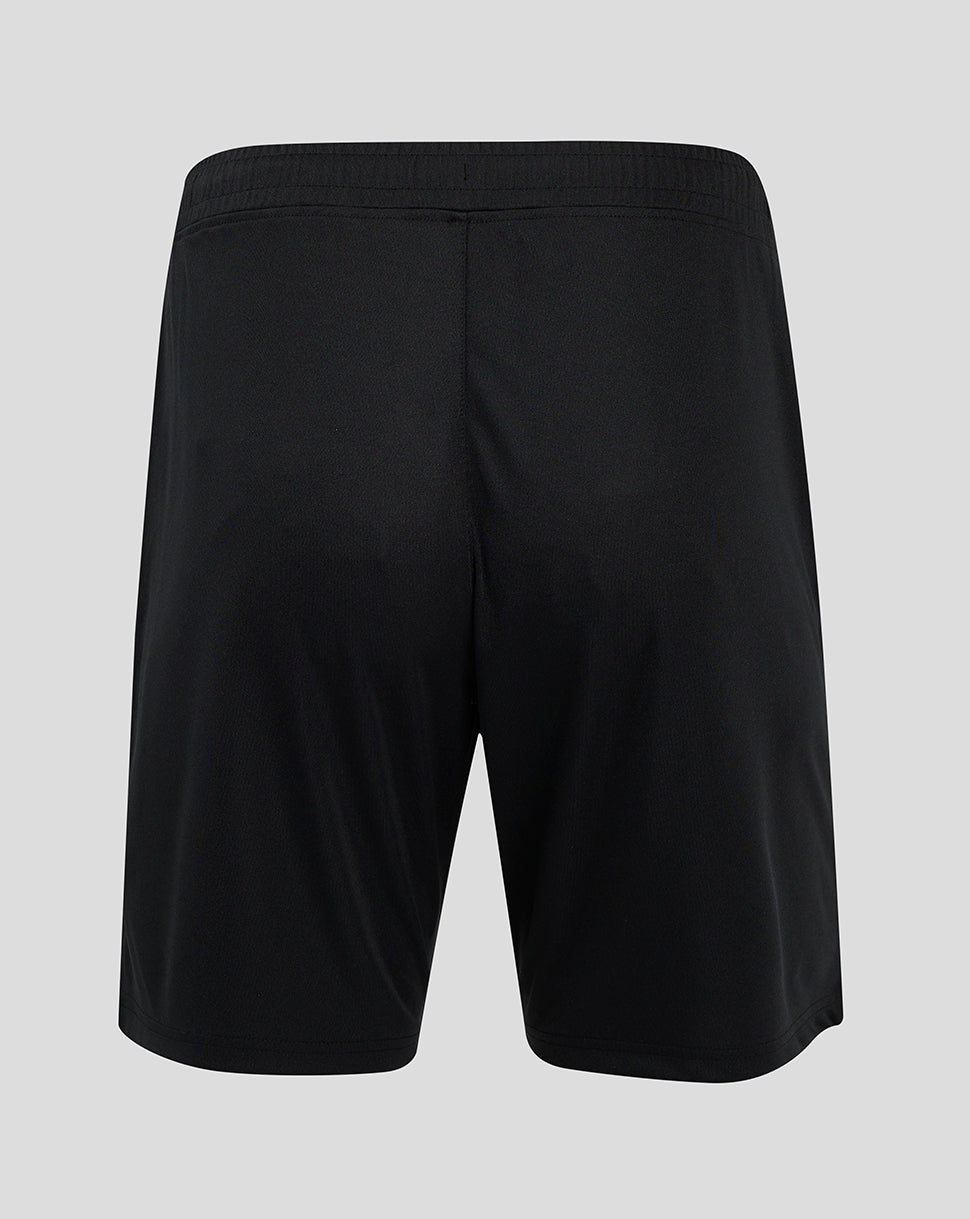 Back view of black Preston North End third shorts with an elastic waistband
