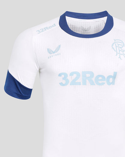 Rangers 24/25 Men's Elite Players Training Short Sleeve Drill Tee white with blue collar and 32Red logo