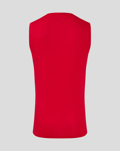 Scarlets men's 24/25 Pro Players Training Vest back view in bright red breathable mesh fabric