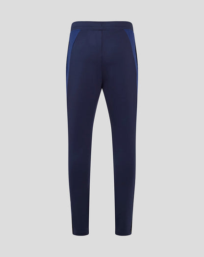 Back view of Scarlets men's training pant in dark navy with lighter blue side panels.
