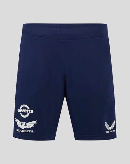 Navy Scarlets gym shorts with Owens and Scarlets logos on the left leg.