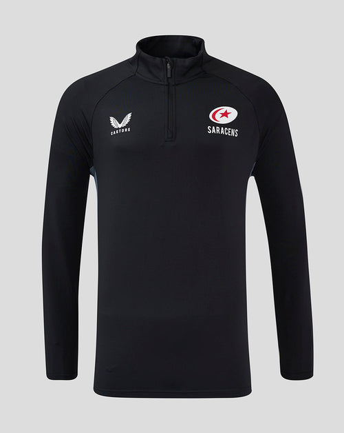 Black Saracens training top with quarter zip and chest crest
