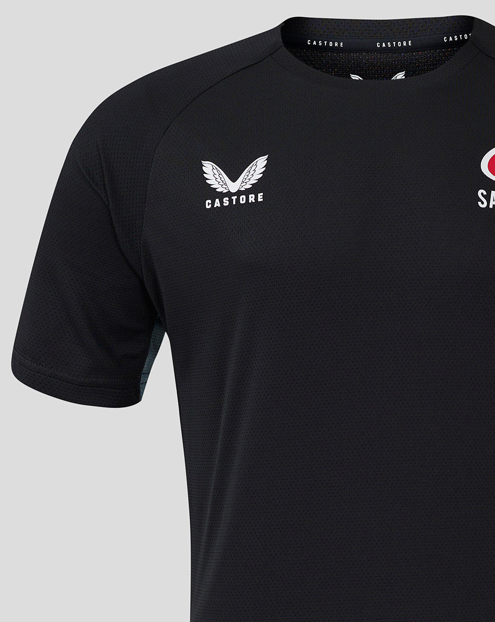 Black Saracens training short sleeve tee with Castore branding on the chest