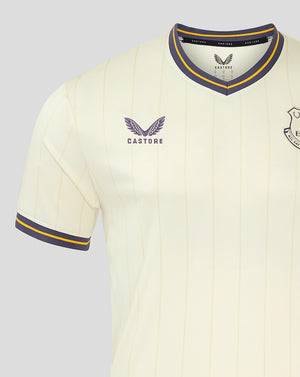 Everton Junior 24/25 third shirt in pale cream with vertical stripes and chest crest