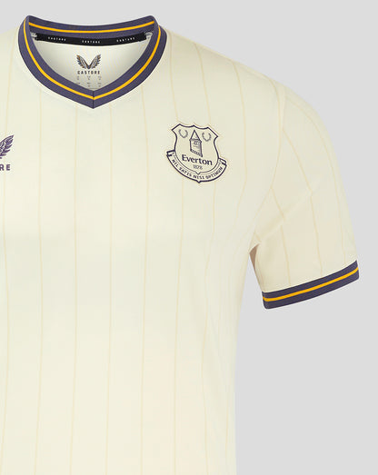 Front view of Everton Junior 24/25 third shirt with crest on the left chest and purple yellow collar trim