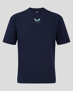 Navy Everton 24/25 women's travel tee with light teal wing logo on the chest.