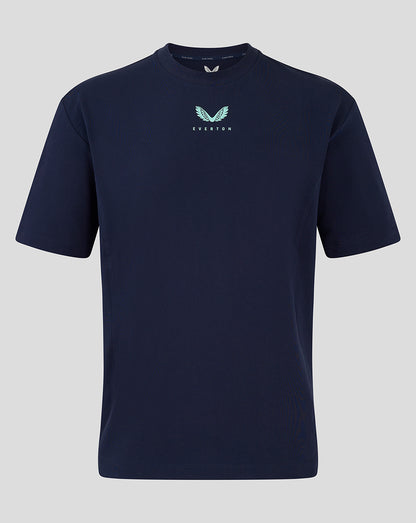Navy Everton 24/25 women's travel tee with light teal wing logo on the chest.