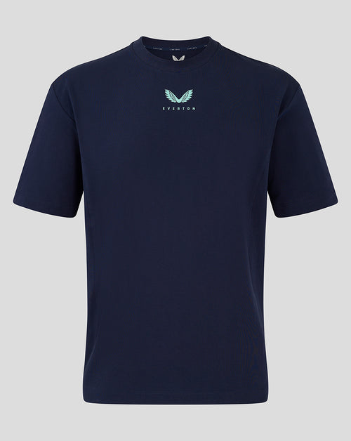 Navy Everton 24/25 women's travel tee with light teal wing logo on the chest.
