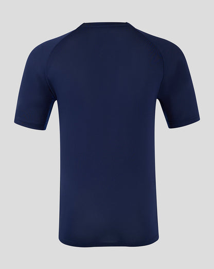 Back view of navy Mansfield Training Short Sleeve Tee on light gray background