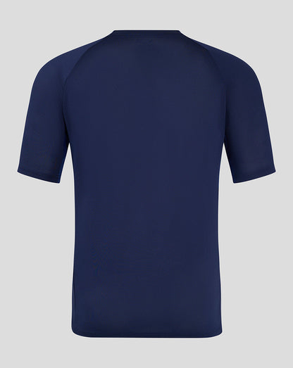 Back view of navy junior training T shirt with short sleeves and crew neck